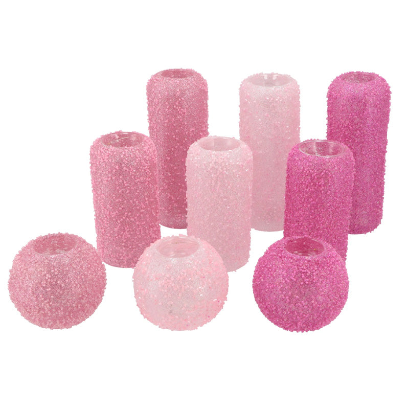 Glitter tea lights light pink