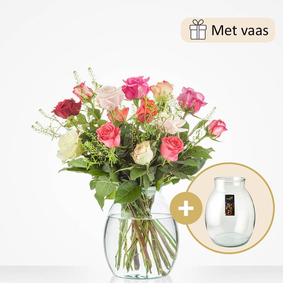 Rose colour bouquet (vase included!)