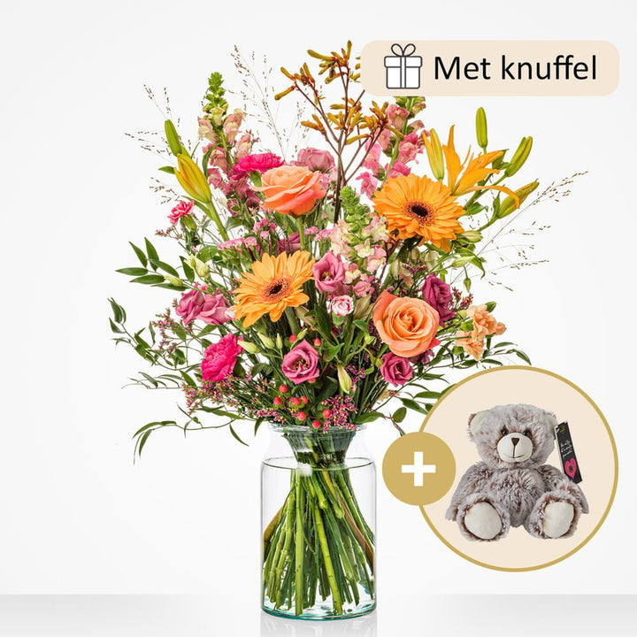 Voor de leukste boeket (cadeauset met knuffel)