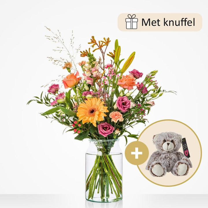 Voor de leukste boeket (cadeauset met knuffel)