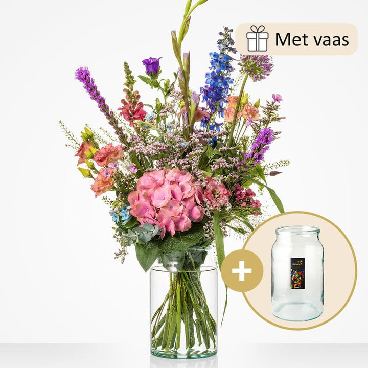 Zomer in je vaas boeket (inclusief vaas)