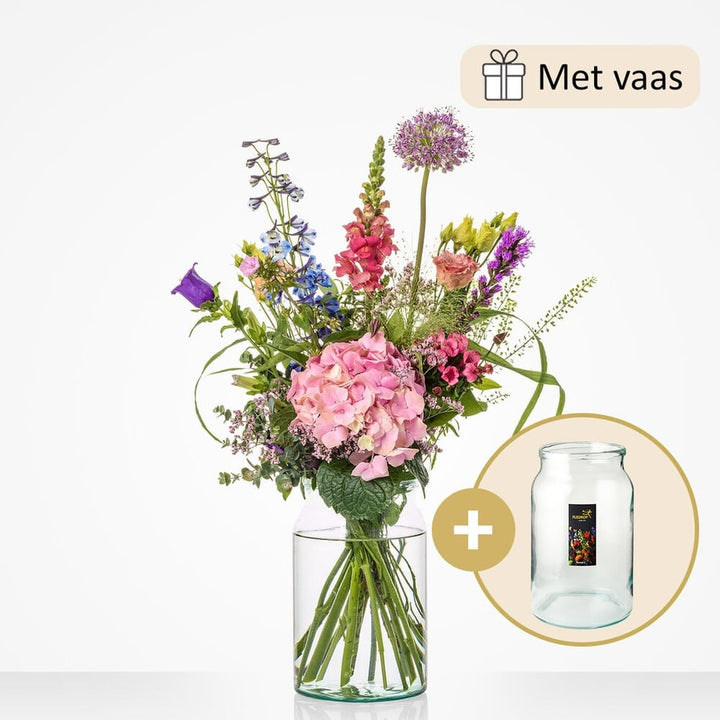 Zomer in je vaas boeket (inclusief vaas)