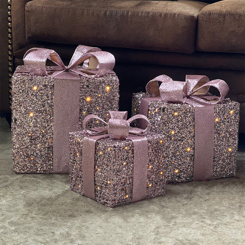 Gift box with glitter blush pink