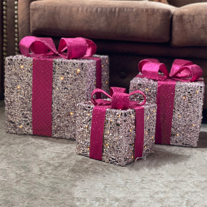 Cadeau doosje met glitter rosé roze